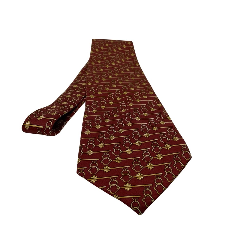 GUCCI Paolo Red Geometric Vintage Key 100% Silk Mens Luxury Tie - 3.75" 58"
